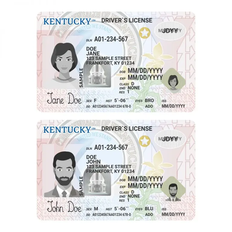 Template of new driver's license in kentucky.
